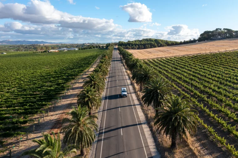 A vehicle driving on a Barossa Road