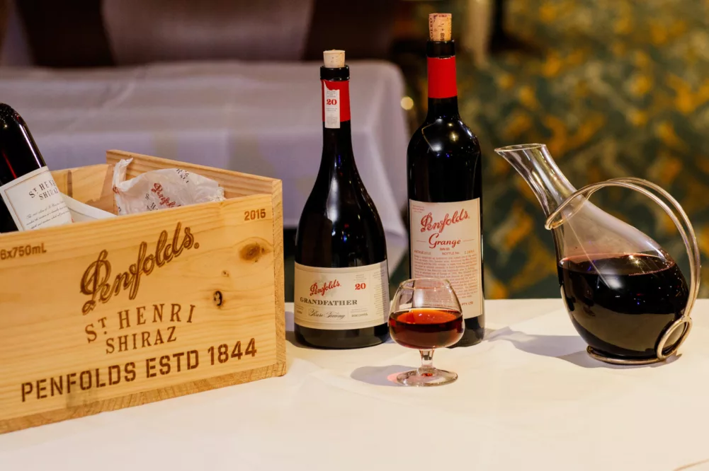 Penfolds wines Gold Platinum Grange Dinner Tawny Port Glass Drink Dine