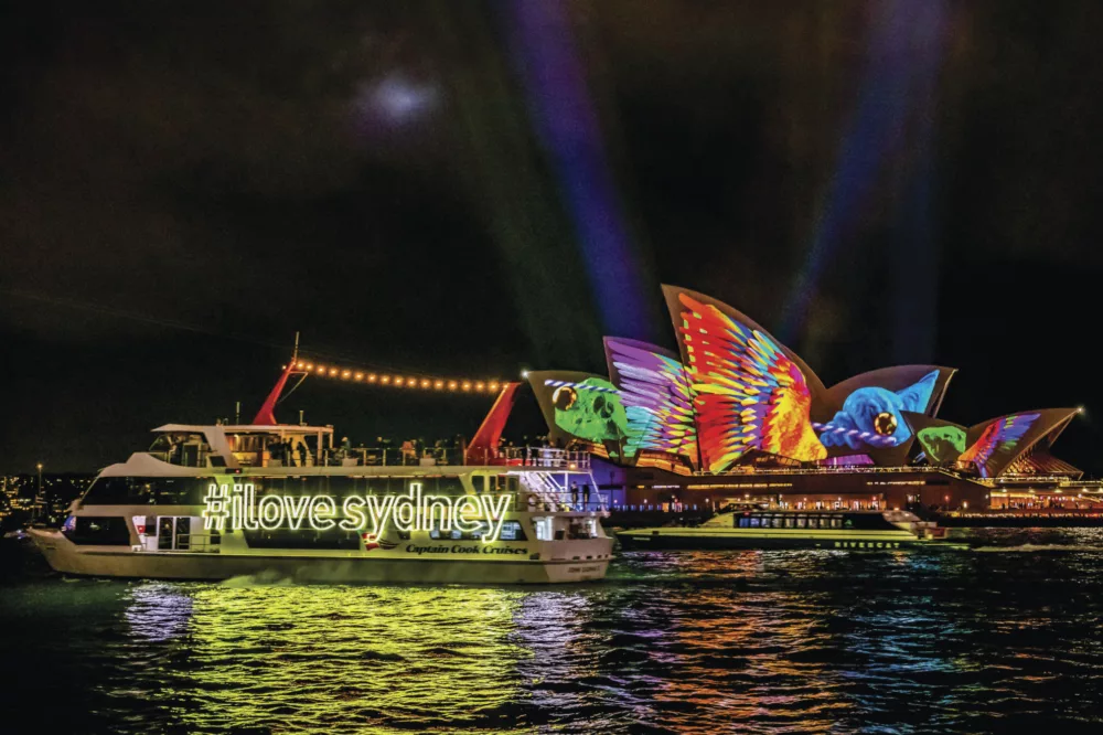 John Cadman 2 hero shot #ilovesydney with Opera House during Vivid night special event non-ccc dnsw