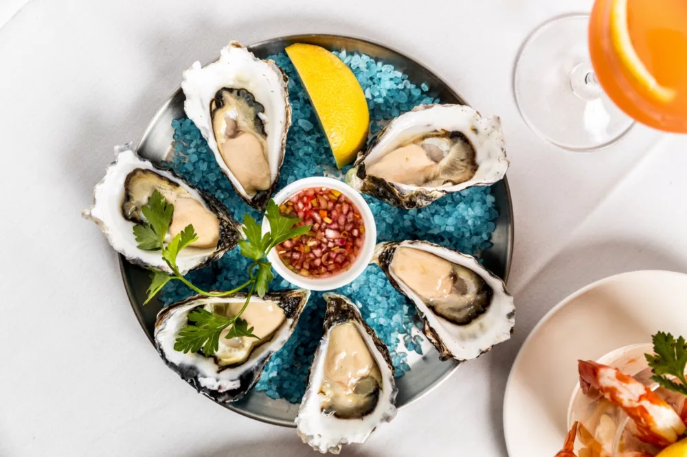 Oysters entree casual food plate bar menu