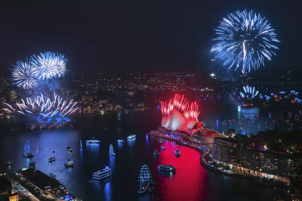 Sydney NYE Fireworks Rocket Captain Cook Cruises Sydney Harbour