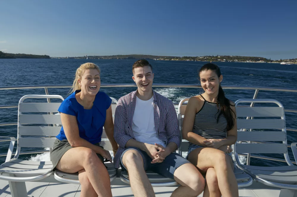 Rocket sightseeing commuter ferry guests group of friends laughing