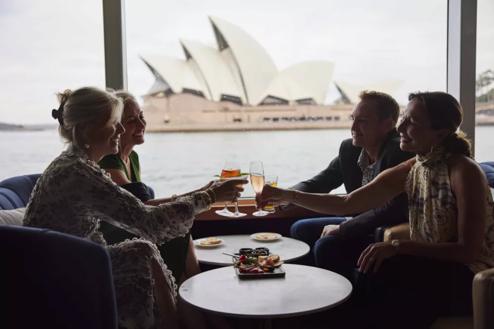 Group cheers cocktail and premium sightseeing, drinks, BB