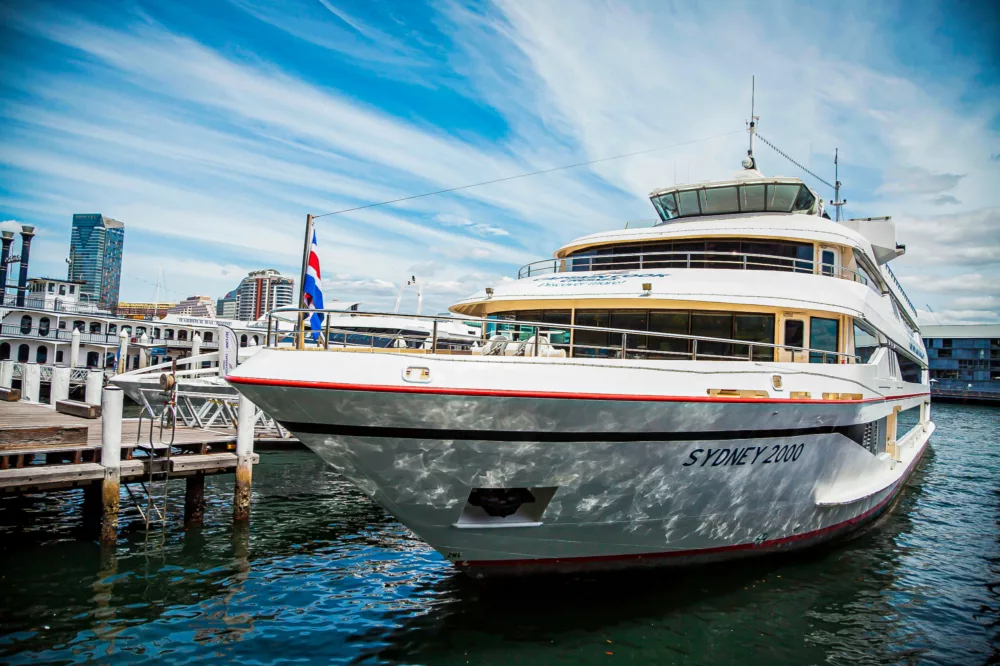 Sydney 2000 boat exterior docked at King Street Wharf