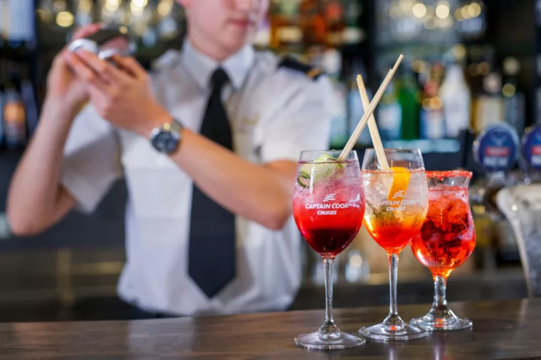 Waiter preparing cocktails on Sydney 2000 bar