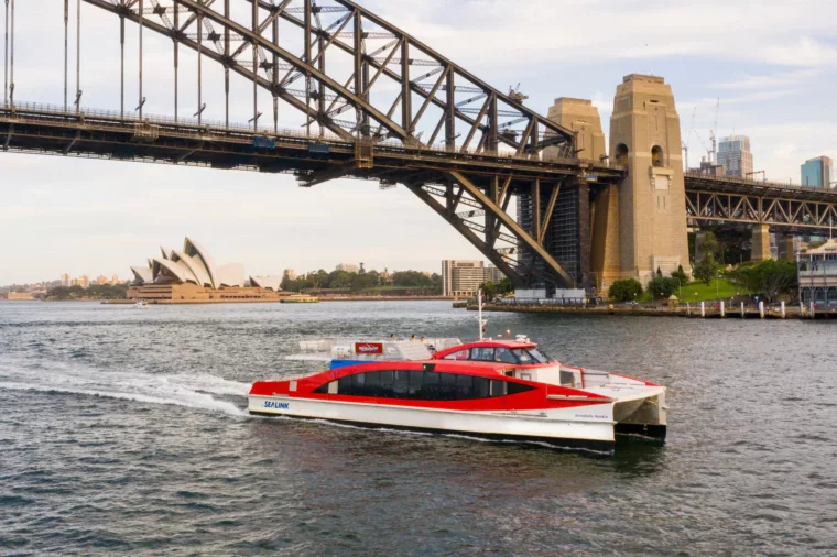 Hop On Hop Off ferry Rocket 2 decks Annabelle Rankin boat cruising past Harbour Bridge sightseeing