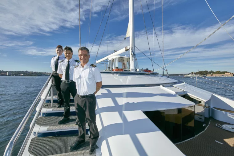 Sydney Crystal exterior shot of crew staff boat charter fleet