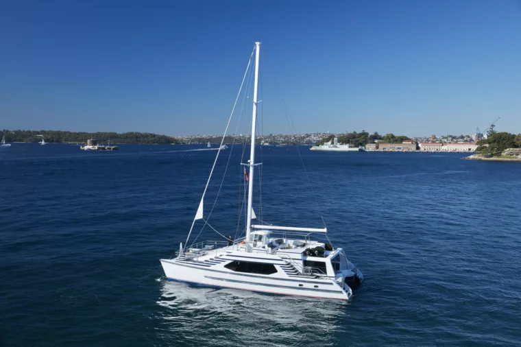 Aerial exterior day shot of Sydney Crystal boat charter fleet