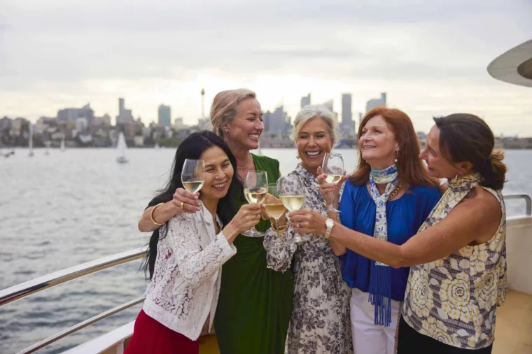 Group of ladies toasting on the deck - BB