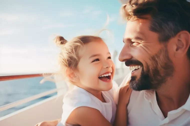 family child father sightseeing deck