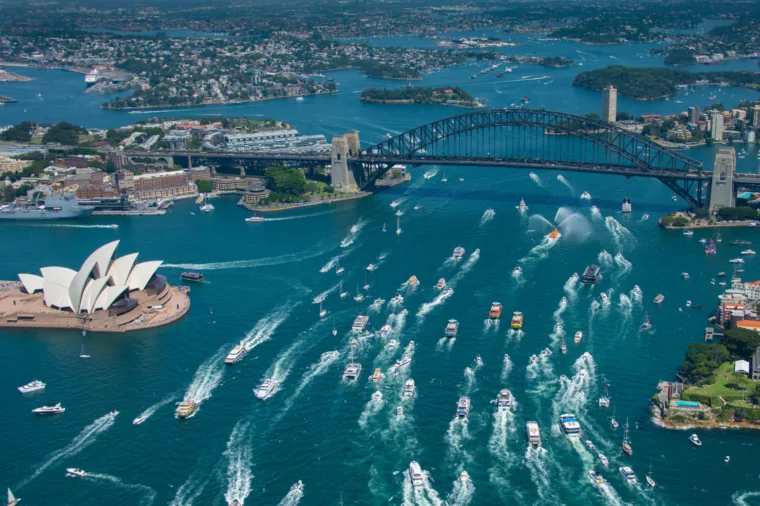 Ferrython Australia Day action on the harbour aerial shot special event non-ccc dnsw