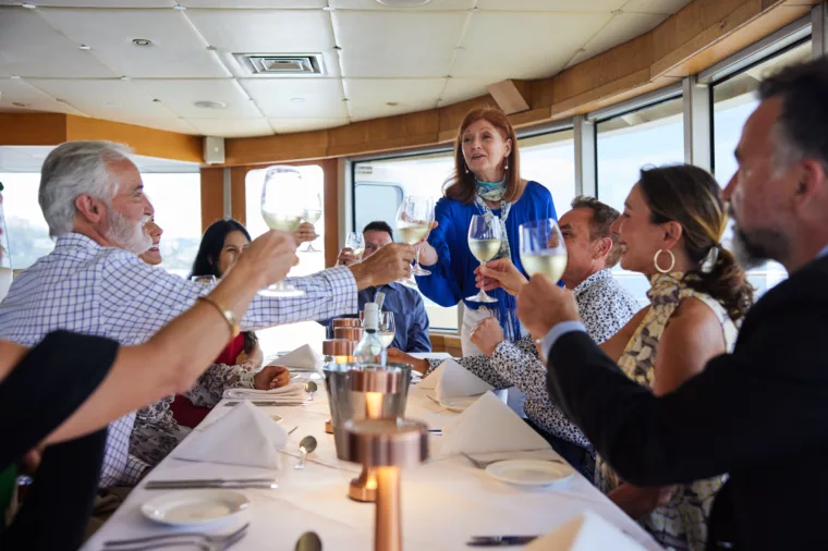 Corporate Lunch Dining Group Toast Cheers