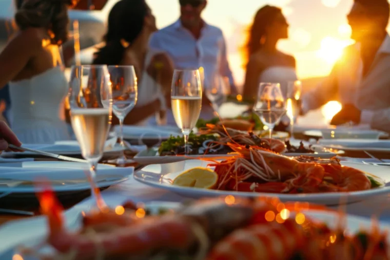 Seafood, wine, lunch, group 4475 ST