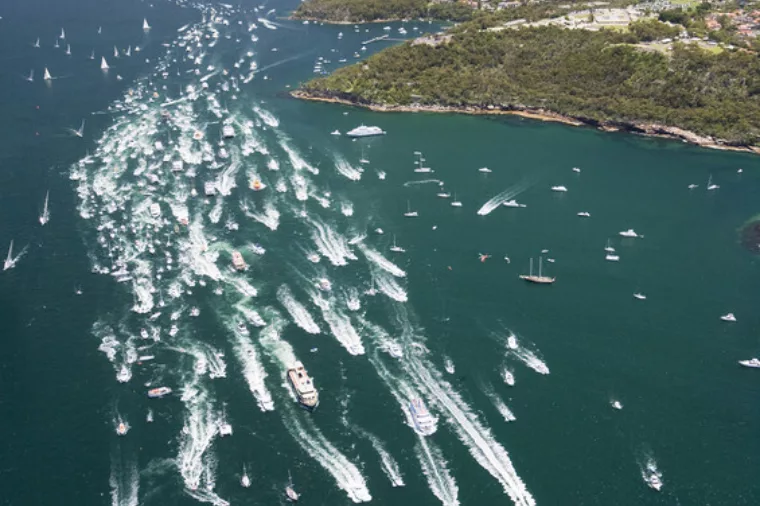 Sydney to Hobart yacht race aerial view of yachts special event non-ccc dnsw portrait