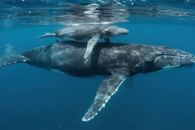 Whale mother and calf 2659 ST