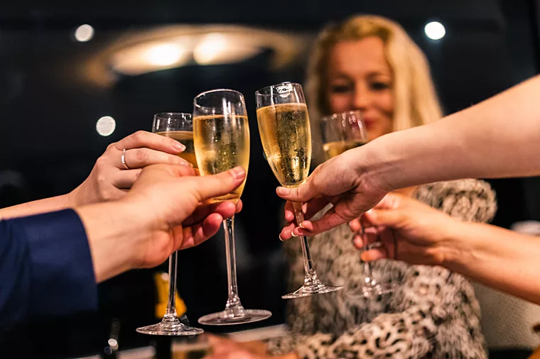 Champagne toasting group of girls on Harbour Bar casual dining night