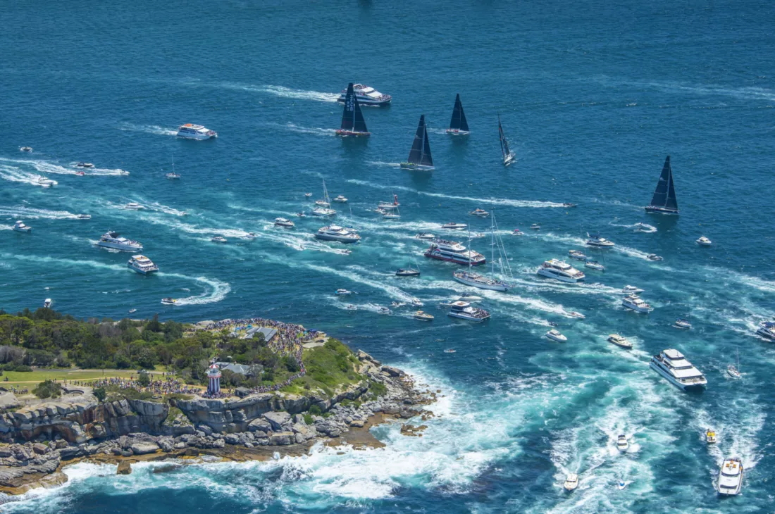 Aerial from Sydney to Hobart yacht race Boxing Day Watsons Bay South Head non-ccc dnsw special event sail