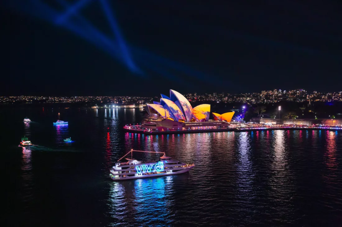 Opera House during Vivid Lights with Sydney 2000 at night special events non-ccc dnsw