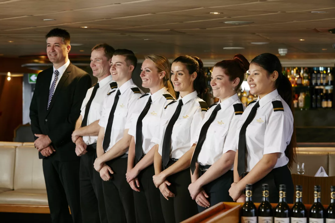 Hospitality crew wait staff onboard Sydney 2000