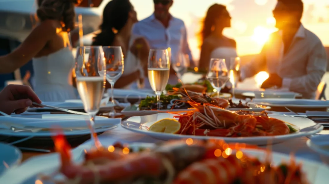 Seafood, wine, lunch, group 4475 ST