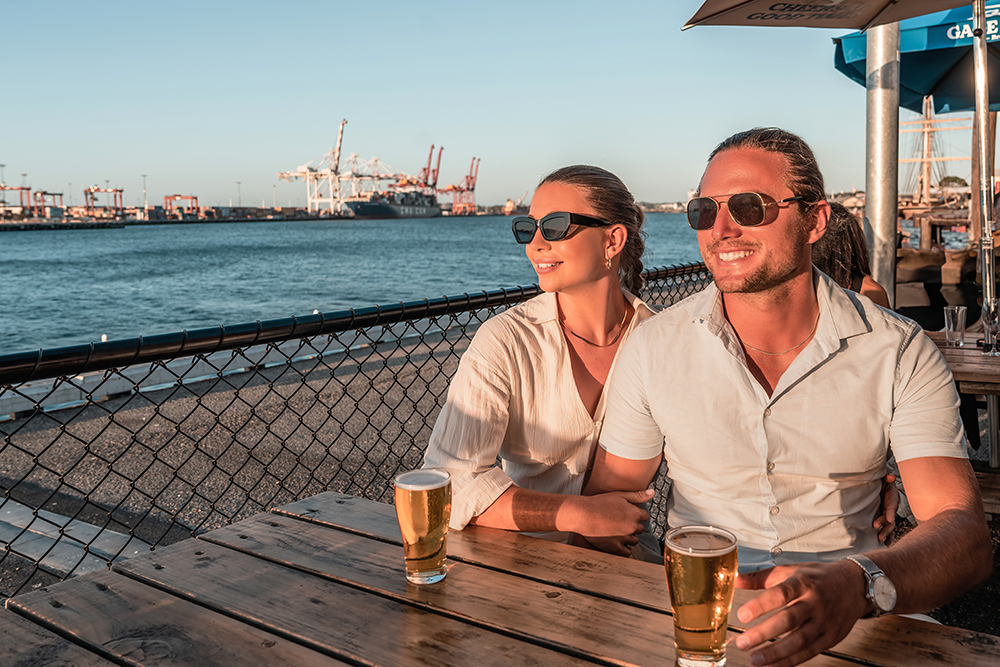 Couple drinks a beer at Gage Roads Brewery, Fremantle