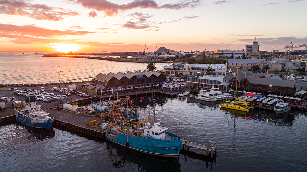 Sunset view over Fremantle Port