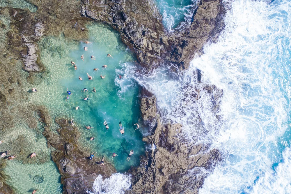 Champagne Pools aerial, K'gari (Fraser Island)