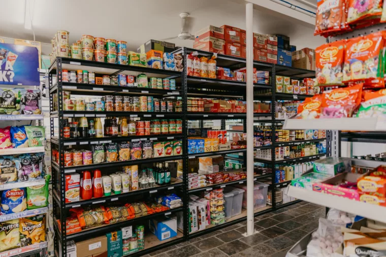 Food shelves at General Store, K'gari Beach Resort, K'gari (Fraser Island)