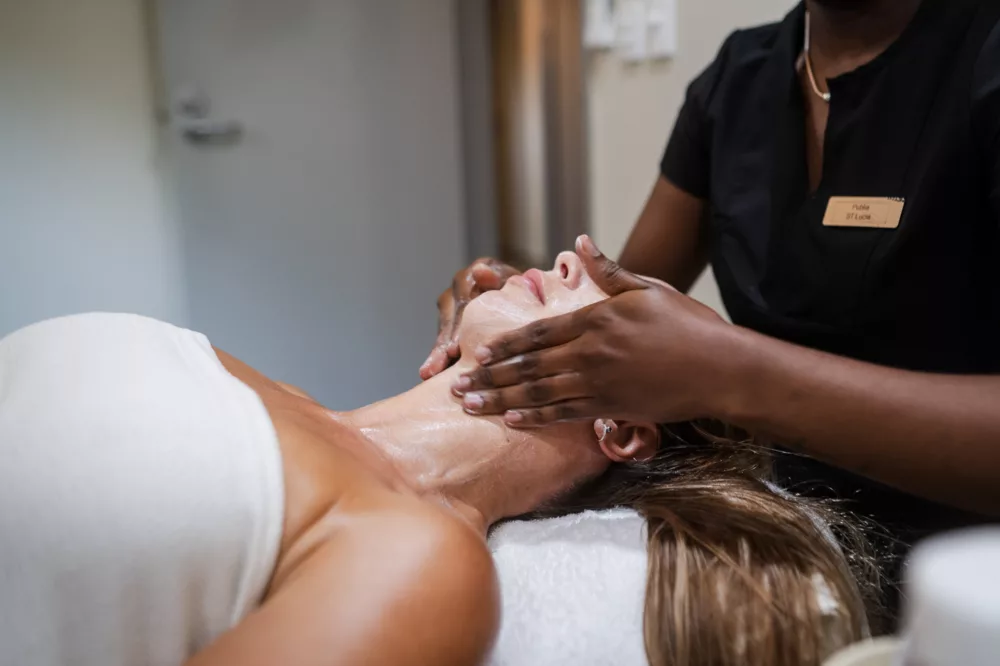 Girl getting a facial at the Island Day Spa at Kingfisher Bay Resort, K'gari (Fraser Island)