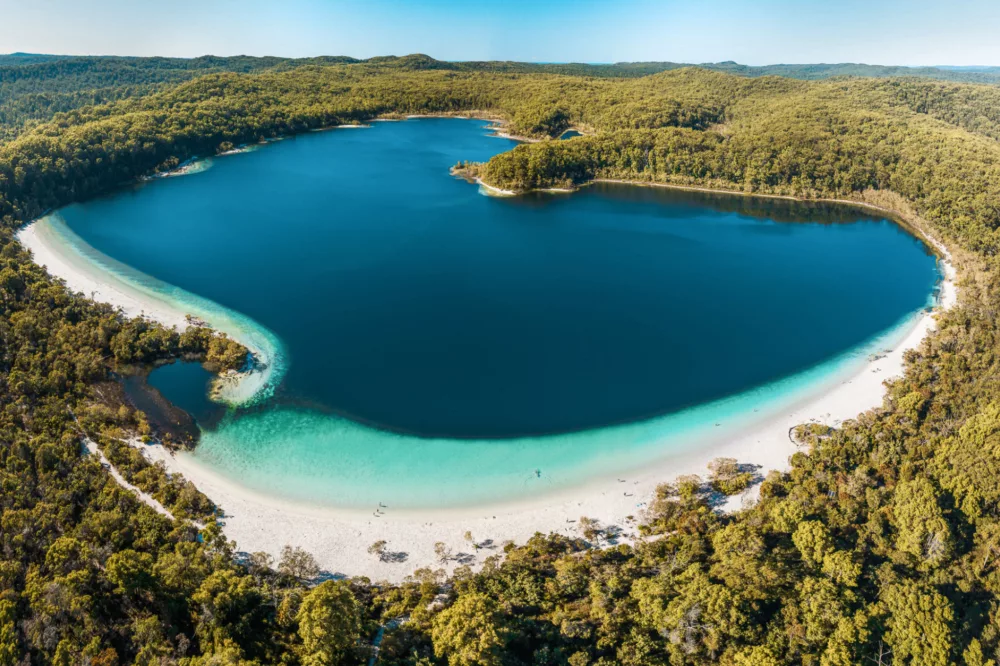 Lake McKenzie aerial, K'gari (Fraser Island)