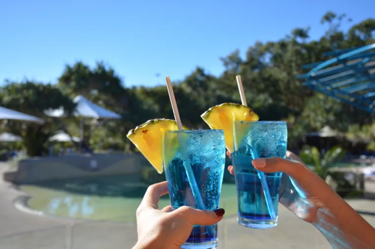 Poolside cocktails at Maheno Bar, Kingfisher Bay Resort