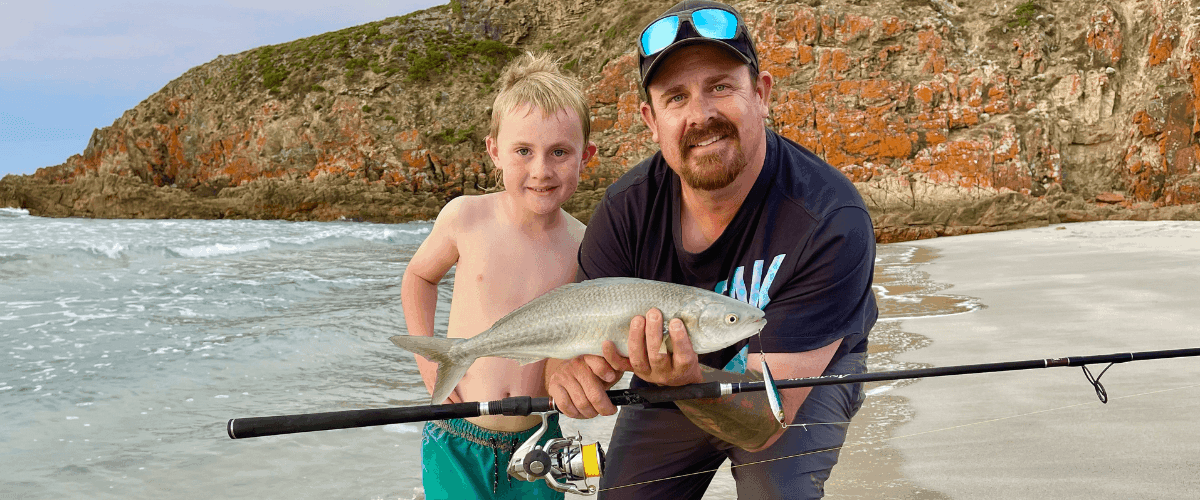 Brett & Lincoln with a nice Australian salmon from Snellings Beach