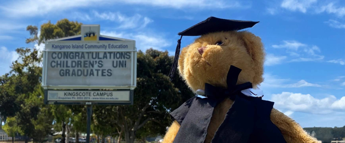 Children's University - Gus celebrating graduates on Kangaroo Island