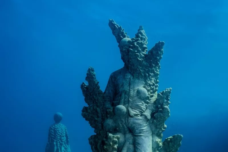 Jason deCaires Taylor’s sculptures displayed underwater.