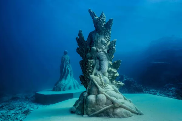 Jason deCaires Taylor’s sculptures displayed underwater.
