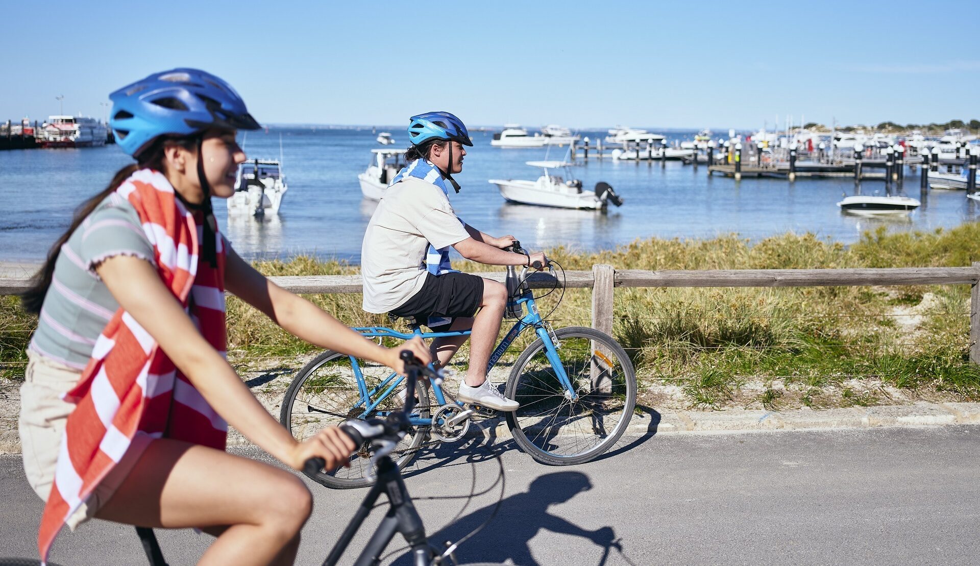 Couple cycling on Rottnest Island