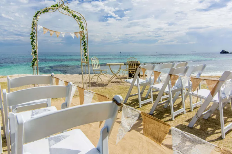 Beach wedding set up on Rottnest Island