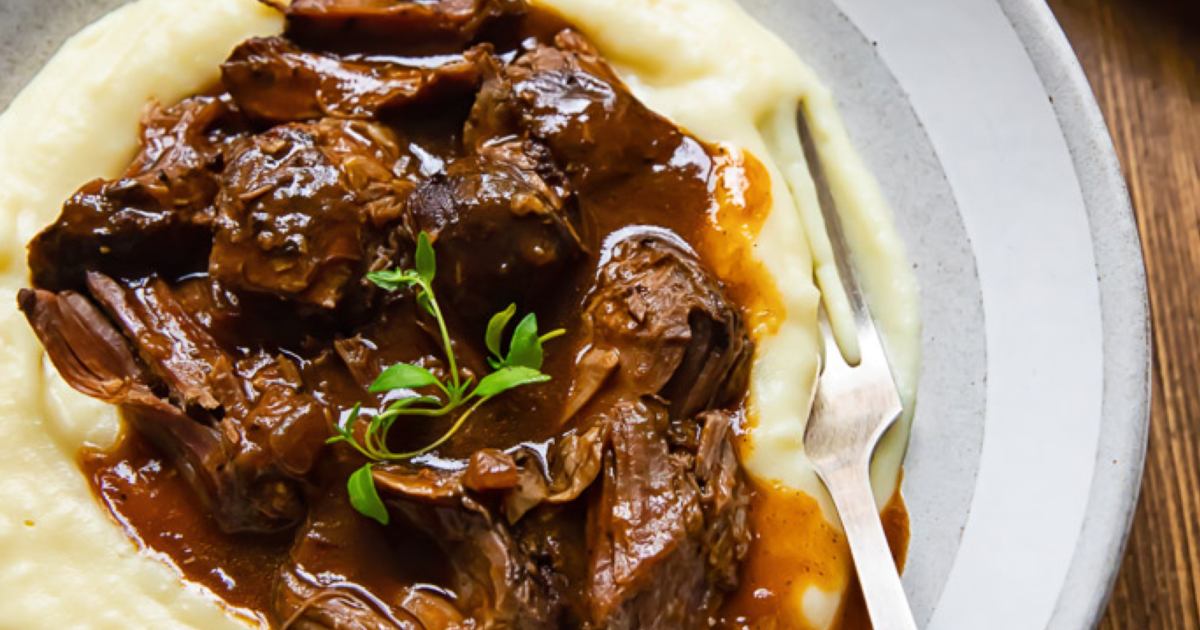 Slow-cooked lamb in red wine sauce | SeaLink Kangaroo Island