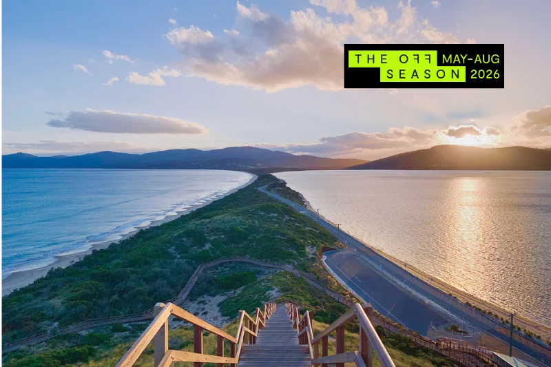 Stunning view of The Neck on Bruny Island at sunset