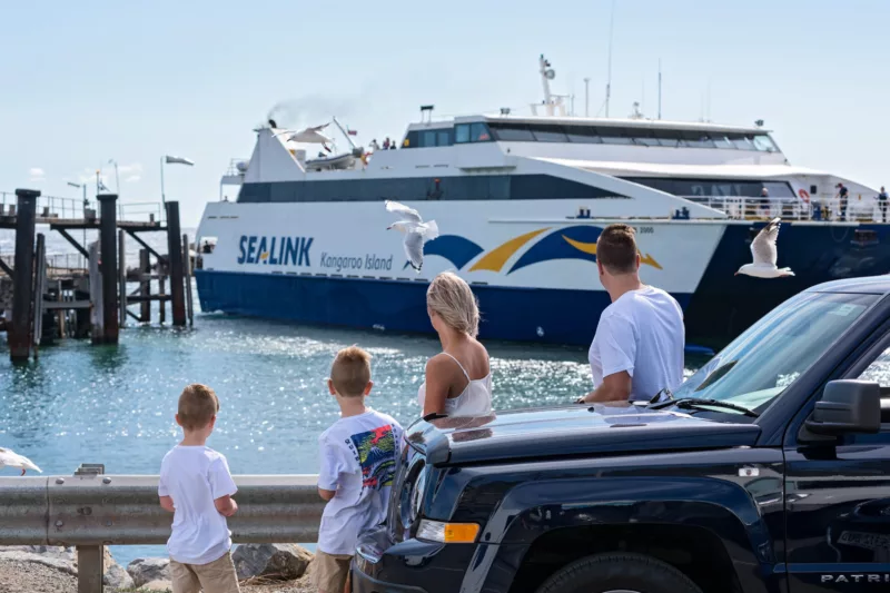 Sealink ferry family at Cape Jervis