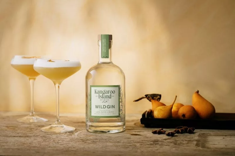 Close up of KI wild gin and pear