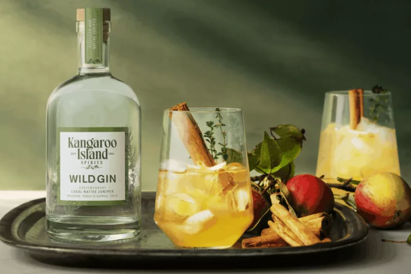 Bottle of wild gin with a cocktail glass