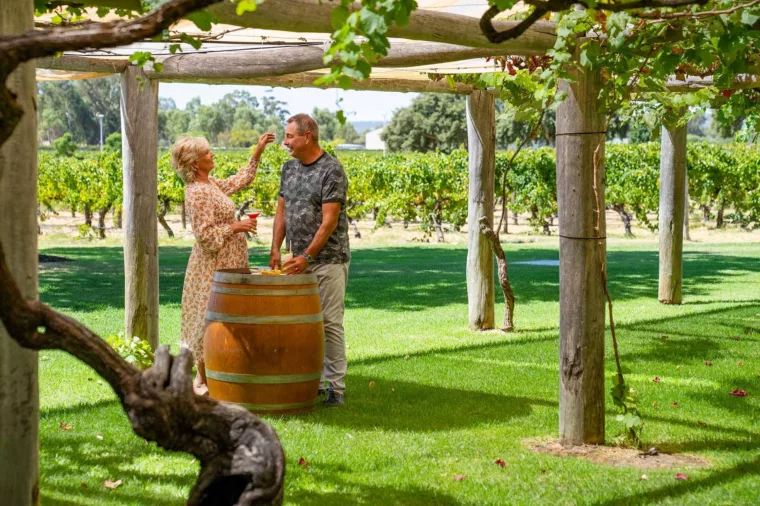 Couple enjoying glass of wine at Sandalford Wines