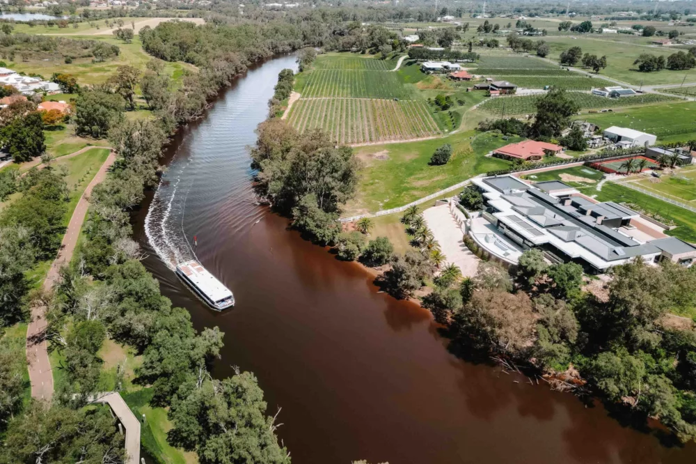 Vessel driving along the Swan River to the Swan Valley