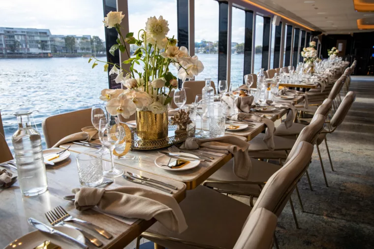 Main Deck marble dining view of LED